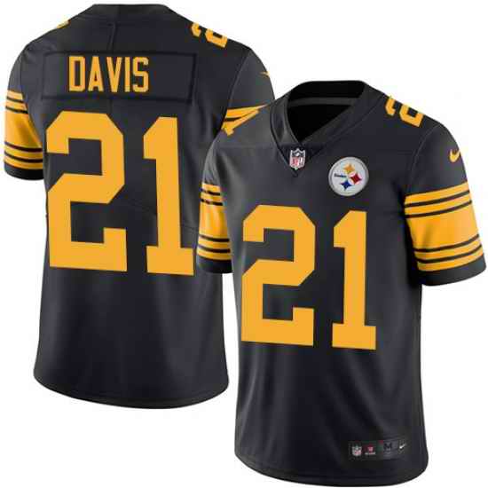 Nike Steelers #21 Sean Davis Black Mens Stitched NFL Limited Rush Jersey